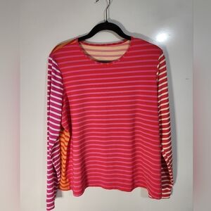 Lands End Womens Rash Guard Striped Long Sleeve Top, Size XL
